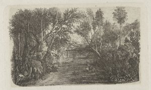 Landschaft mit Bach und Bäumen an den Ufern von Rodolphe Bresdin