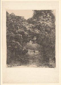 Felsenlandschaft mit Bach und Wasserfall von Rodolphe Bresdin