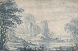 Landschaft mit Fischer und Entenjäger von Roelandt Savery