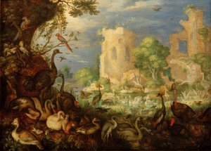 R. Savery, Exotische Vögel, Landschaft