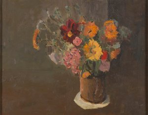 Stillleben (Michaelmas-Gänseblümchen in einem Krug) von Roger Fry