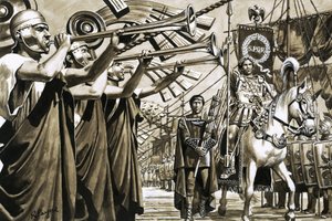 Caligula reitet trockenen Fußes über die Bucht von Neapel von Roger Payne
