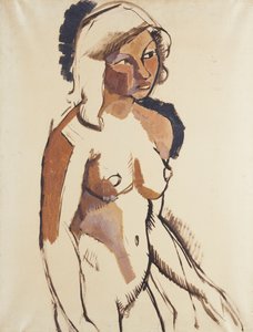 Das italienische Mädchen, Dreiviertellänge, nach rechts schauend von Roger de La Fresnaye