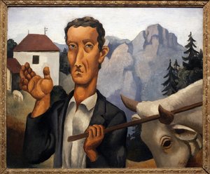 Der Hirsch. Gemälde von Roger de La Fresnaye (1885-1925), Öl auf Holz von Roger de La Fresnaye
