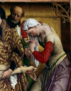 Kreuzabnahme. Detail von Maria Magdalena. Rogier-Altar
