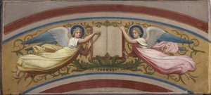 Skizze für die Kirche Saint-François-Xavier: Das Buch der Evangelien, getragen von zwei Engeln, zwischen 1874 und 1876