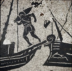 Ein Schiff aus Cagliari kehrt in den Hafen von Ostia zurück von Roman