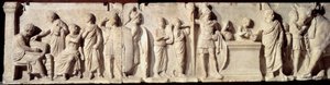 Antikes Rom: Relief bekannt als Domitius Ahenobarbus, Episode einer Volkszählung: Registrierung der Bürger und Opfergabe an den Gott Mars. Um 100 v. Chr. Paris, Louvre Museum von Roman