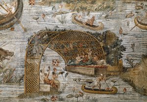 Detail des Nilotischen Mosaiks von Preneste (Palestrina) aus dem Heiligtum der Göttin Fortuna Primigenia, 80 v. Chr. von Roman