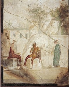 Fresko, das Pan und Nymphen darstellt, aus Pompeji, Italien