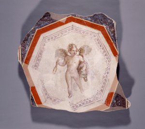 Fresko von Amor mit zwei Stöcken und einem Eimer von Roman