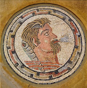 Kopf eines Mannes, römisches Mosaik aus dem Haus des Orpheus, 3. Jahrhundert n. Chr. von Roman