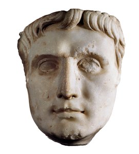 Maske von Kaiser Augustus (Caius Julius Caesar Octavianus Augustus), 63 v. Chr. - 14 n. Chr. (Marmorskulptur)