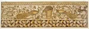 Mosaik einer Weinrankenbordüre mit Pfauen, Antiochia, 526-540