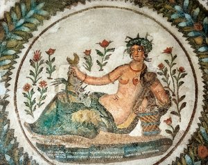 Mosaikarbeit, die die Sommergöttin (oder Ceres, die Göttin der wachsenden Pflanzen) darstellt, 3. Jahrhundert v. Chr. von Roman