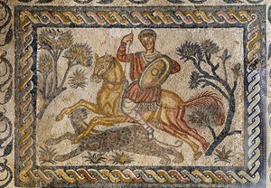 Pantherjagdszene - Mosaik, 4. Jahrhundert n. Chr.