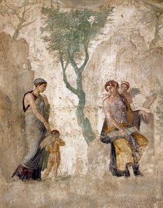 Römische Kunst: Eros bestraft in Anwesenheit von Aphrodite, Fresko aus Pompeji
