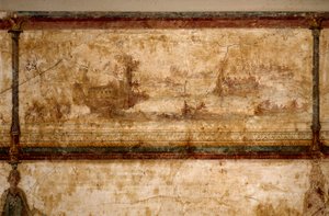 Römische Kunst: Meereslandschaft mit Biremen und Triremen