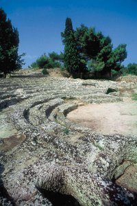 Römische Überreste von Pollentia, Detail des Amphitheaters, Alcudia, Mallorca, Spanien