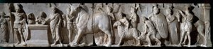 Römische Kunst: Altar des Domitius Ahenobarbus. Szene eines Opfers an den Gott Mars