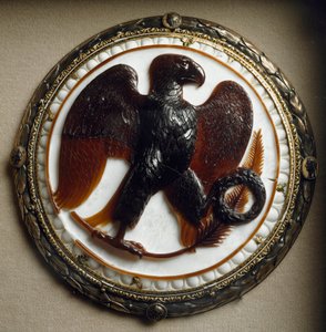 Römische Kunst: Kamee mit Adler und kaiserlichen Symbolen aus der Regierungszeit von Kaiser Augustus von Roman