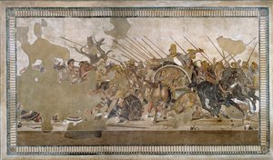 Die Schlacht von Issos, gewonnen von Alexander dem Großen gegen Darios III. Codoman (335 - 331 v. Chr.) - Mosaik von Pompeji von Roman