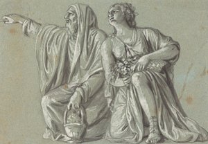 Zwei kniende Figuren mit Opfergaben von Roman 18th Century
