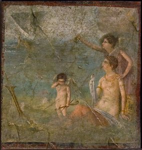 Ariadne und Theseus von Roman Pompeian wall painting.