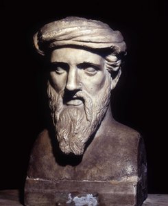 Büste von Pythagoras, griechischer Philosoph und Mathematiker, Musei Capitolini, Rom von Roman Roman