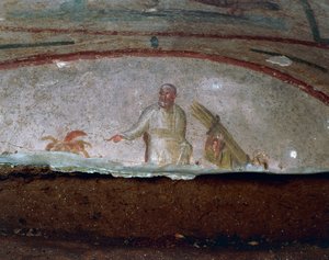 Dekoratives Fresko, Katakomben von Priscilla, Rom (Unesco-Welterbeliste) von Roman Roman