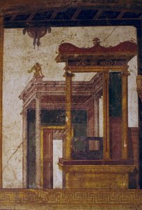 Fantastische Architekturen, Fresko aus dem Oecus im Haus der Vettii, Pompeji (UNESCO-Welterbeliste) von Roman Roman