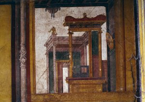 Fantastische Architekturen, Fresko aus dem Oecus im Haus der Vettii, Pompeji (UNESCO-Welterbeliste) von Roman Roman