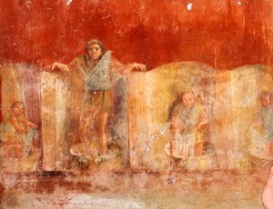 Fresko, das Wäscher darstellt, aus Pompeji (UNESCO-Welterbeliste) von Roman Roman