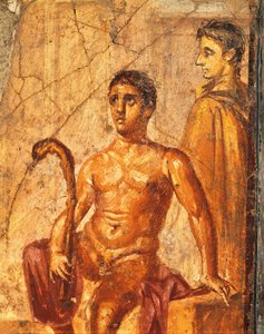 Fresko, das Selene und Endymion darstellt, aus dem Haus des Jahrhunderts, Pompeji, Kampanien, Italien