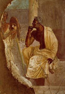 Fresko, das einen Schauspieler und eine tragische Maske darstellt, aus Pompeji (UNESCO-Welterbeliste) von Roman Roman