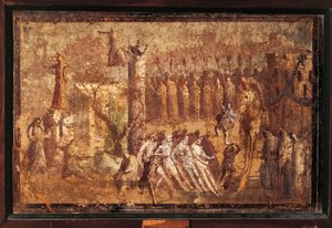 Italien, Kampanien, Pompeji, Das Trojanische Pferd, Fresko
