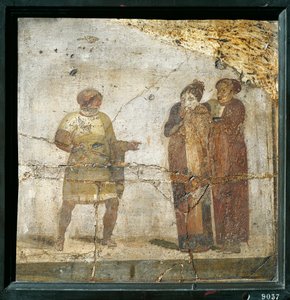 Italien, Kampanien, Pompeji, Theaterszene, Fresko von Roman Roman
