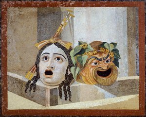 Mosaik mit Theatralischen Masken, aus der Villa Adriana, Latium
