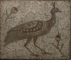 Mosaik mit einem Pfau und Blumen, 3.-4. Jahrhundert (Mosaik)
