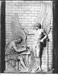 Relief, das Daedalus und Ikarus darstellt