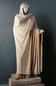Römische Kunst: „Aphrodite Sosandra“ Marmorskulptur des 1. Jahrhunderts nach einem griechischen Original von Calamis aus dem 5. Jahrhundert v. Chr. Entdeckt in Baiae, Italien. Neapel, Nationales Archäologisches Museum