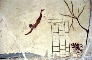 Römische Wandmalerei des sogenannten Tauchers (tuffatore) von Roman Roman