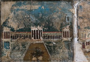 Drittes Stilfresko, das eine architektonische Landschaft darstellt, (Detail) von Roman Roman