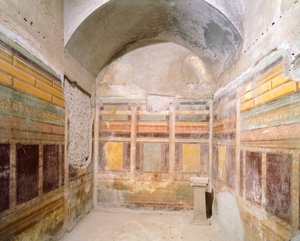 Gewölbe mit Fresken im zweiten pompejanischen Stil, Haus der Silberhochzeit, Pompeji, Kampanien, römische Zivilisation