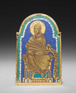 Plakette: Sitzender Prophet von einem Reliquienschrein: Osea (Hosea), ca. 1170-1180 von Romanesque
