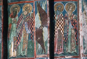 Detail des Gemäldes, südliche Apsis der Kirche von Romanian School