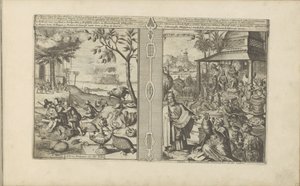 Bäume, Tiere und Nüsse; Verehrung von Götterbildern von Romeyn de Hooghe