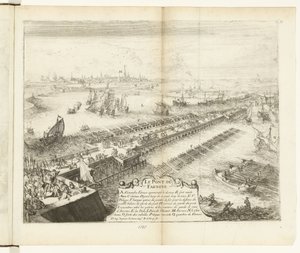 Schiffbrücke von Parma über die Schelde, 1585 von Romeyn de Hooghe