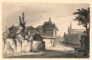 Bühnenbild, antike Gebäude von Romolo Achille Liverani