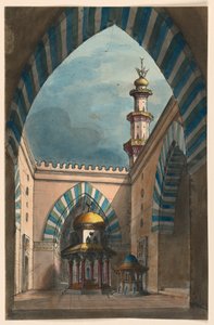 Bühnenbild, orientalischer Hof von Romolo Achille Liverani